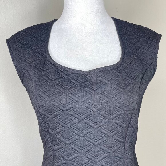 a'gaci Black Geometric Design Cap Sleeve V-Round Neck Dress Size Large Event - Picture 2 of 7